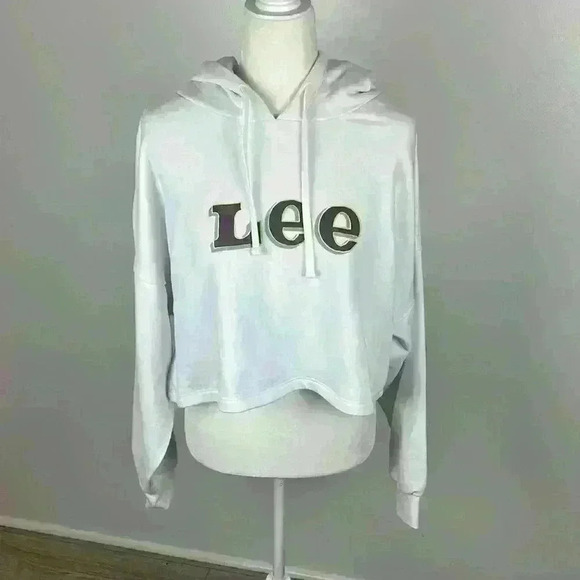 Lee White Cropped Hoodie Size Large - Picture 2 of 16